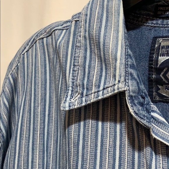 COLISEUM BLUES SPORT SHIRT STRIPE DENIM SZ XXL - Picture 4 of 6